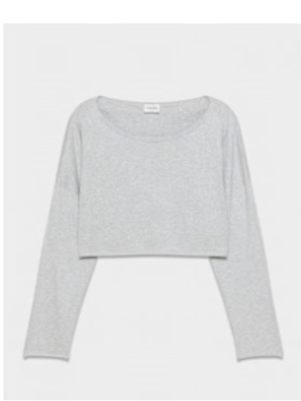 Sunday Best off-the-shoulder cropped long sleeve Tee in heather grey, size: L - Picture 2 of 5